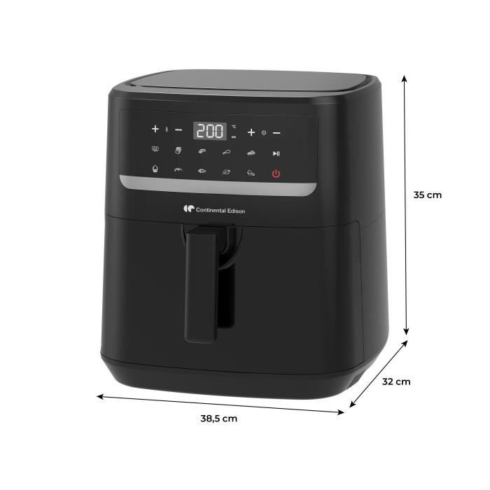 Continental Edison CEFR240092L Heißluftfritteuse  1800 W  9,2 l  Schwarz