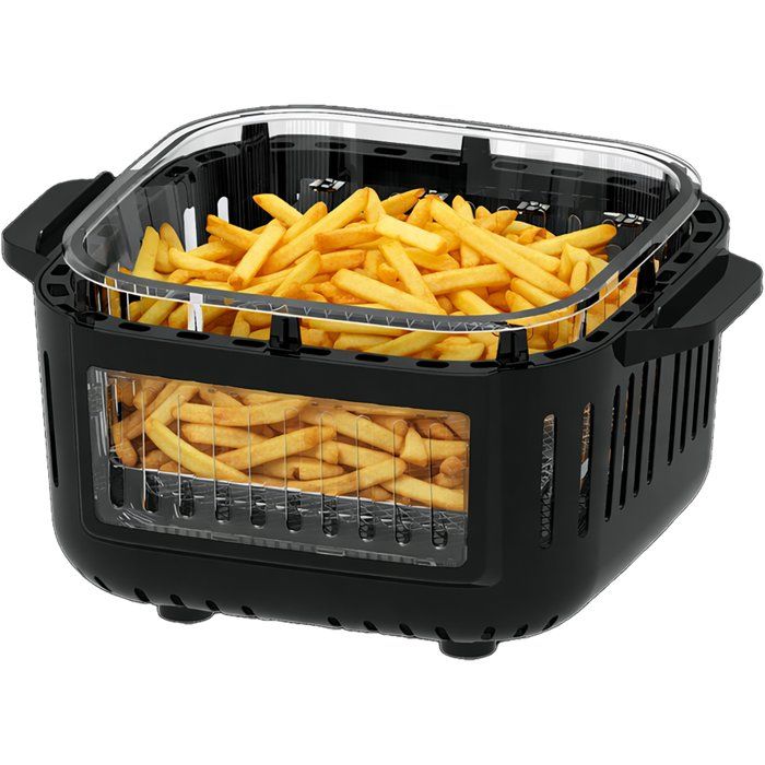 Continental Edison CEFR642G Glas-Heißluftfritteuse  1600 W  6 l und 4,2 l  Schwarz