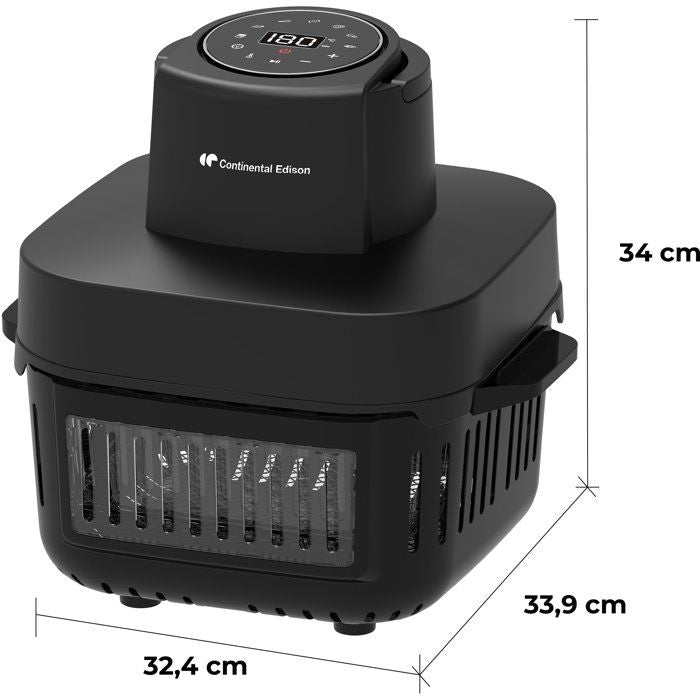 Continental Edison CEFR642G Glas-Heißluftfritteuse  1600 W  6 l und 4,2 l  Schwarz