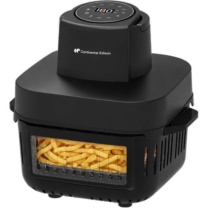 Continental Edison CEFR642G Glas-Heißluftfritteuse  1600 W  6 l und 4,2 l  Schwarz