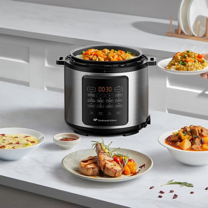 Multikocher-Schnellkochtopf - CONTINENTAL EDISON - CEMCSP10006L - 6 l - 1000 W - Schwarz und Edelsta
