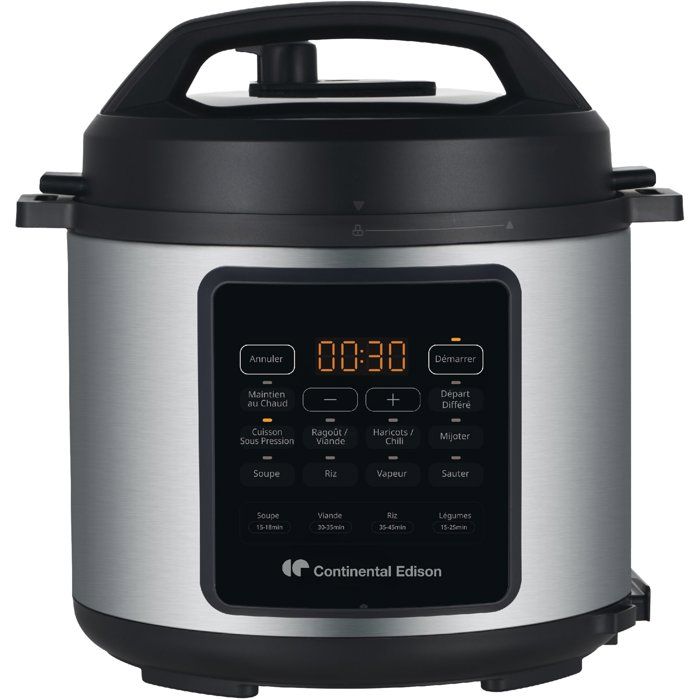 Multikocher-Schnellkochtopf - CONTINENTAL EDISON - CEMCSP10006L - 6 l - 1000 W - Schwarz und Edelsta
