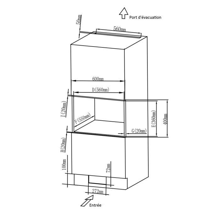 Einbau-Mikrowelle  CONTINENTAL EDISON  CEMO20EBM2  1280 W  B 59,5 x H 38,5 x T 35,3 cm  20 l  