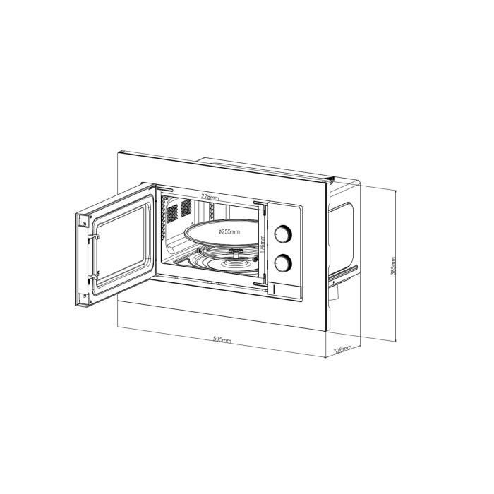 Einbau-Mikrowelle  CONTINENTAL EDISON  CEMO20EBM2  1280 W  B 59,5 x H 38,5 x T 35,3 cm  20 l  