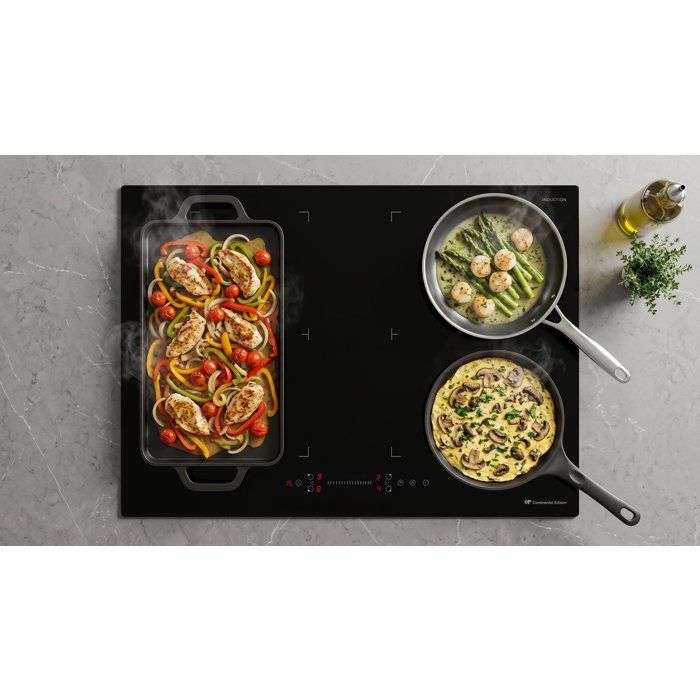 Induktionskochfeld  CONTINENTAL EDISON  4 Kochzonen  7200 W  70 cm  CETI724Z2FLEX  Schwarz