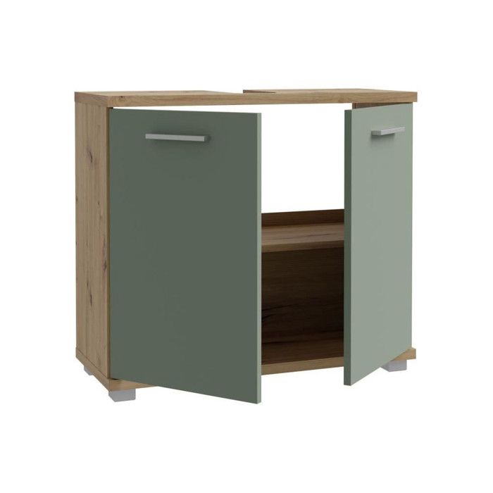 CHAMP  Unterschrank  2 Türen  69,9 x 28,9 x 62 cm  Eiche Artisan / Salbeigrün  FORTE