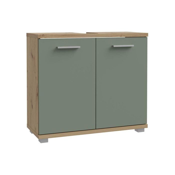 CHAMP  Unterschrank  2 Türen  69,9 x 28,9 x 62 cm  Eiche Artisan / Salbeigrün  FORTE
