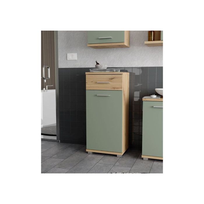 CHAMP  Waschtischunterschrank  40,2 x 28,9 x 87,6 cm  Eiche Artisan / Salbeigrün  FORTE