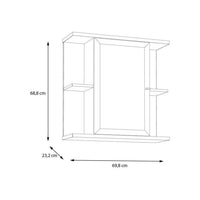 Wandschrank  Eiche Artisan / Salbeigrün  1 Tür mit Spiegel  Badezimmermöbel  69,9 x 23,2 x 68,8 