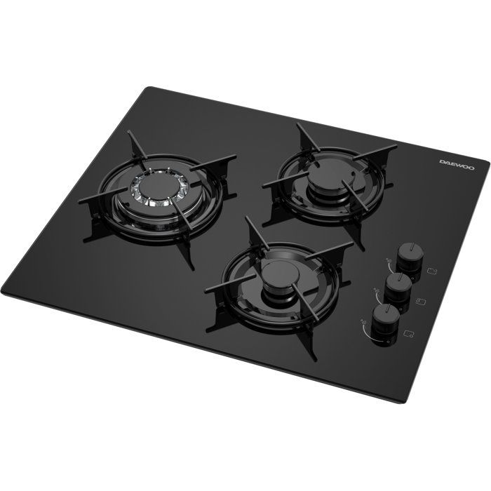 Gaskochfeld - DAEWOO - 3 Brenner - 60 cm - BH6GKR21BNL - Schwarz