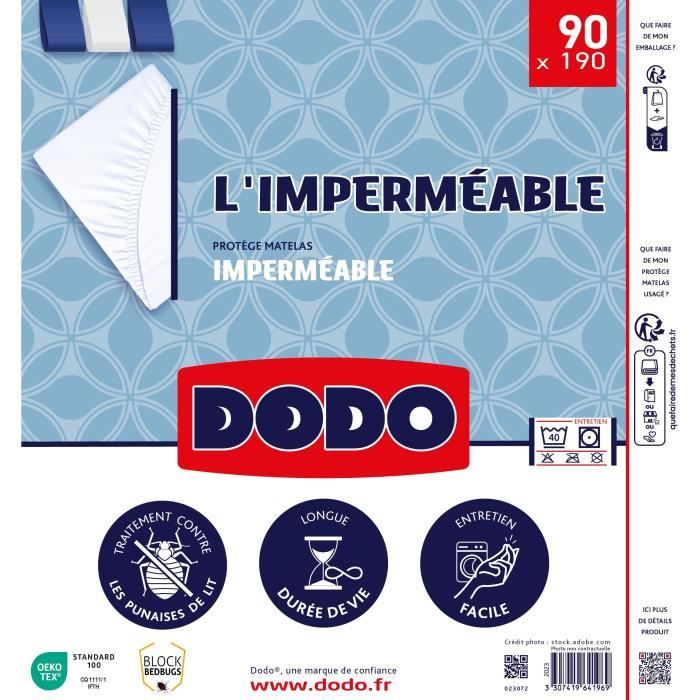 Waterproof mattress protector - 90x190 cm - Cotton/polyester - Anti bedbugs