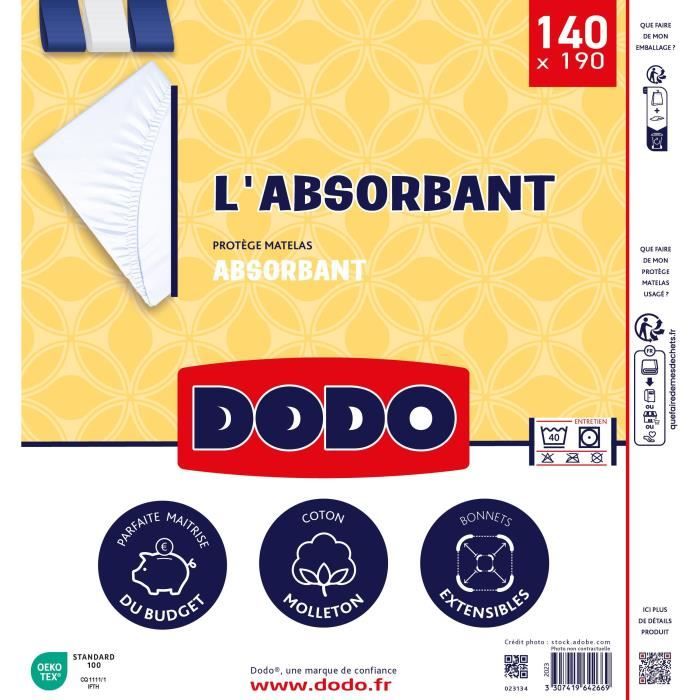 Absorbent mattress protector - 140x190 cm - polyester