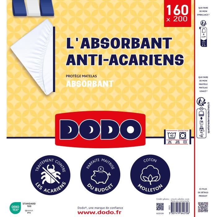 Dodo - Mattress protector - The absorbent - Anti -mite - 160x200 cm - White