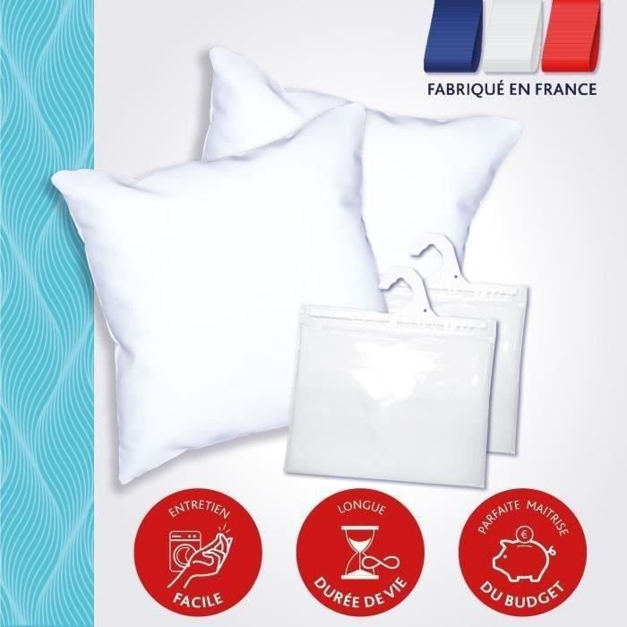 DODO Pack 2 trendy pillows 60x60cm + 2 waterproof pillow protectors 60x60 cm - 100% Polyester fillin