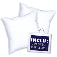 DODO Pack 2 trendy pillows 60x60cm + 2 waterproof pillow protectors 60x60 cm - 100% Polyester fillin