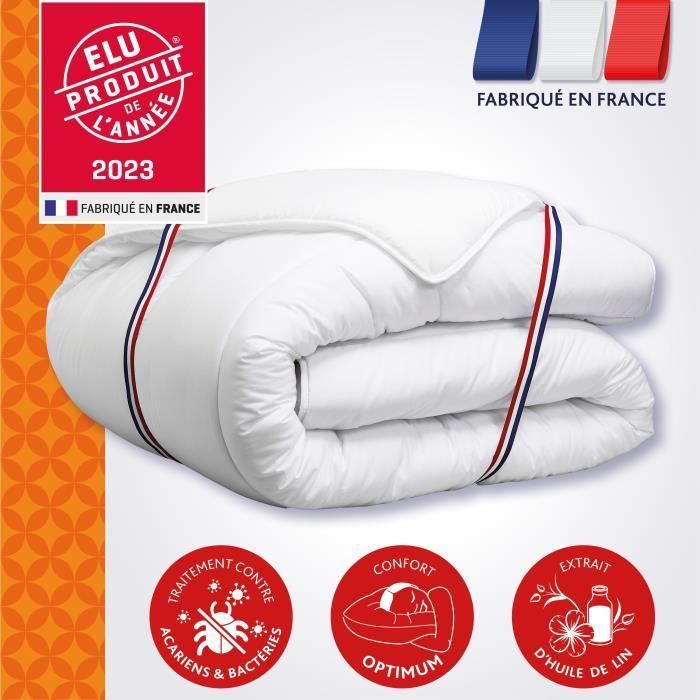 Duvet 200x200 cm DODO CHAMPS DE LIN - Warm - 450G/m² - Duvet for 1-2 people - Soft and Warm - Anti-m