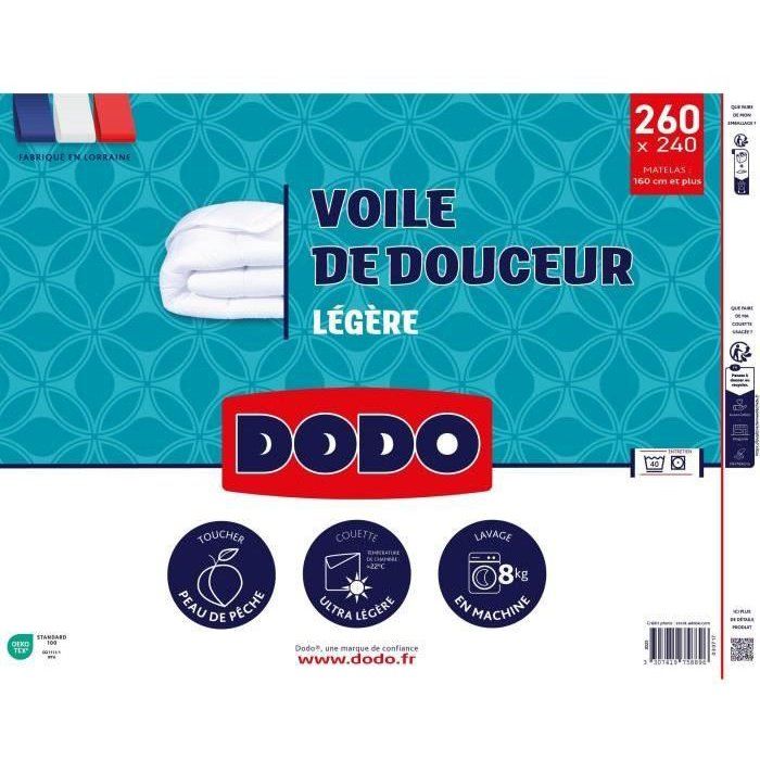 DODO  Ultraleichte Bettdecke 100 g/m²  VOILE DE DOUCEUR  240 x 260 cm  Weiß