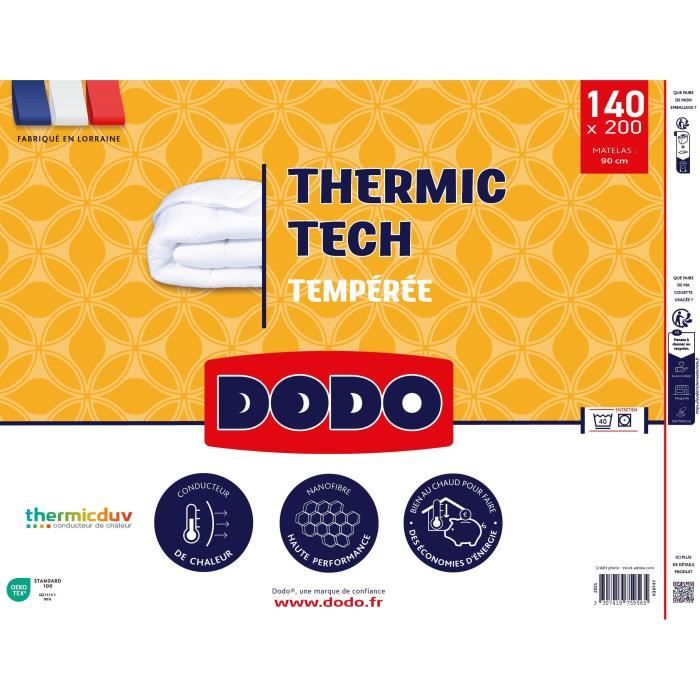DODO - 250 g/m² temperierte Bettdecke - THERMIC TECH - 140 x 200 cm - Weiß