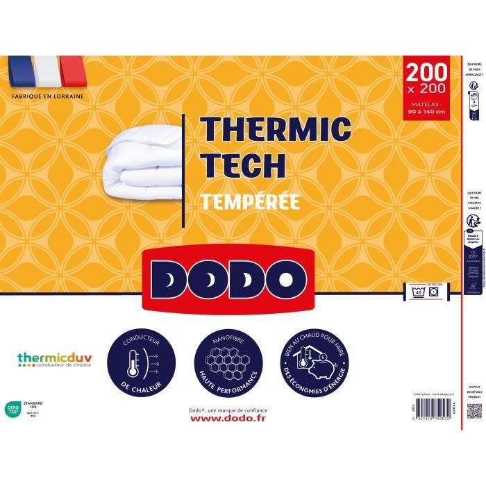 DODO - 250 g/m² temperierte Bettdecke - THERMIC TECH - 200 x 200 cm - Weiß