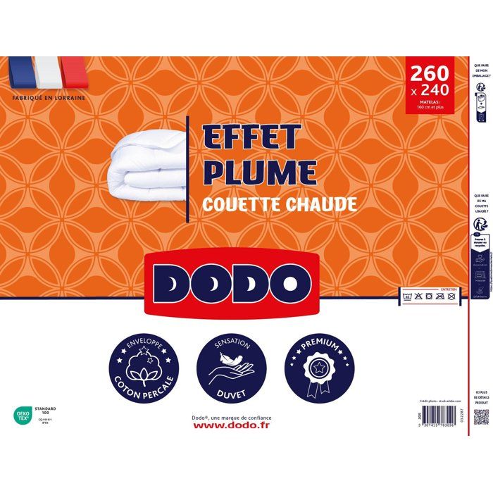 DODO  Warme Bettdecke  Federoptik  240 x 260 cm  400 g/m²  2 Personen  100 % Polyester