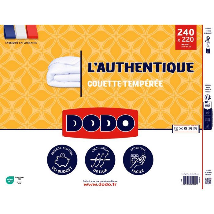 DODO Mittelschwere Bettdecke 250 g/m² - THE AUTHENTIC - 220 x 240 cm - Weiß