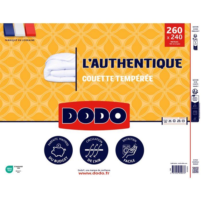 DODO Mittelschwere Bettdecke 250 g/m² - THE AUTHENTIC - 240 x 260 cm - Weiß
