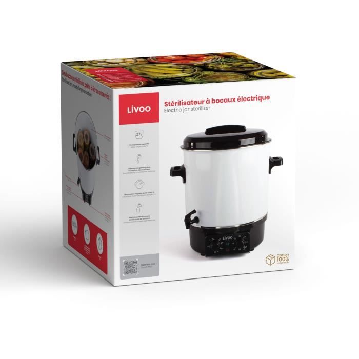 Electric jar sterilizer - LIVOO - DOM334 - 1800W - 27L - Ø35 cm - Adjustable thermostat and timer - 