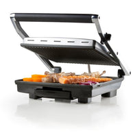 DOMO - Multifunction grill in stainless steel - Large teflon plates - Floating cover - Adjustable th