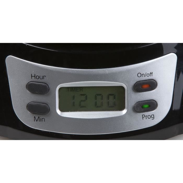 Filter Coffee Maker - DOMO - DO708K - 1000 W - 1.5 L - 12 cups - LCD screen - 24 hour timer - Black 