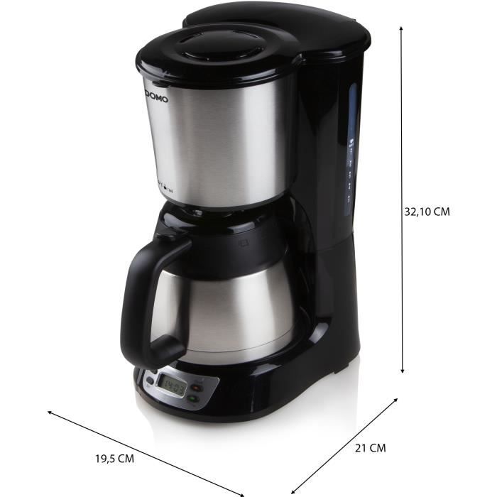 Filter coffee maker - DOMO - DO709K - 1000 W - 1 L - 8 cups - LCD screen - 24 h timer - Stainless st