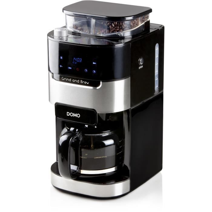 DOMO DO721K - 1.5L coffee maker - 12 cups - LCD screen, touch buttons - Integrated coffee grinder - 