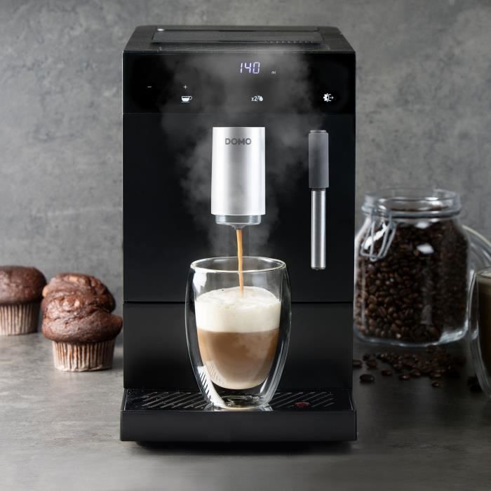 Automatic espresso machine with grinder - DOMO - DO1150K - 1350 W - 19 bar - 125 g coffee - Black