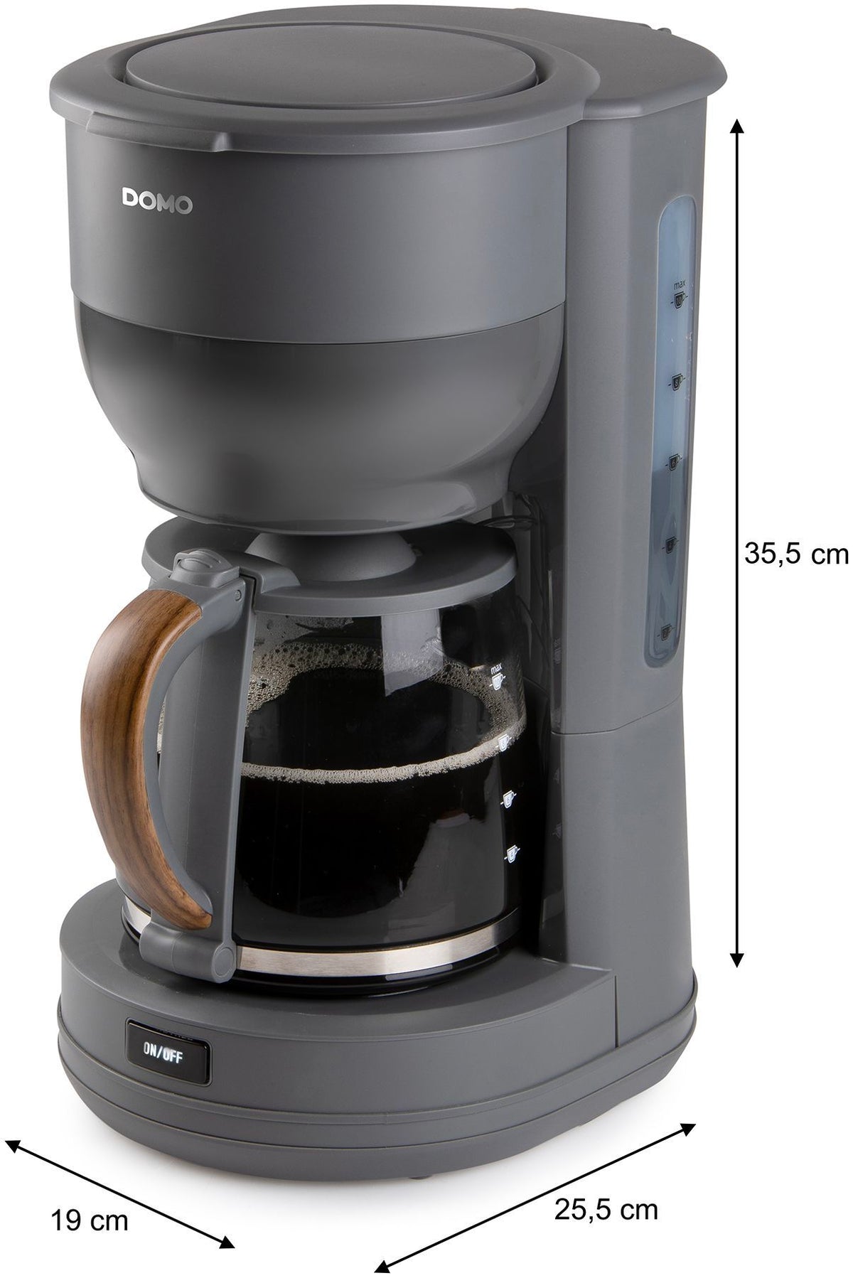 Filterkaffeemaschine - DOMO - DO754K - 1,25 L - 10 Tassen - Grau / Holz