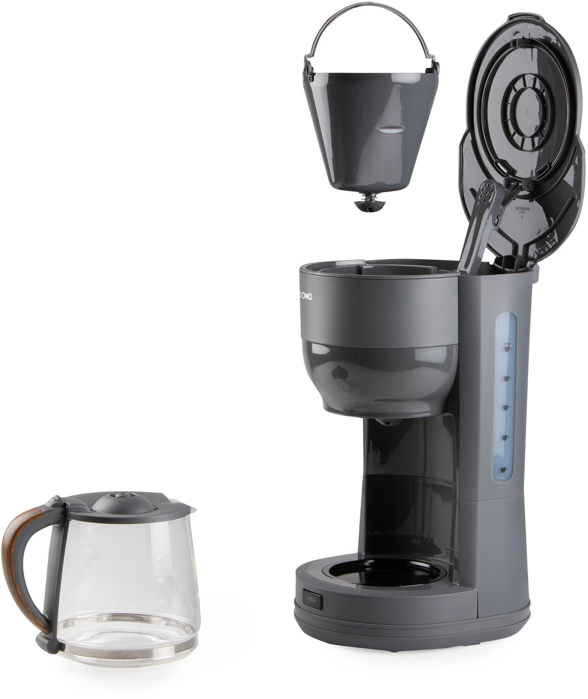 Filterkaffeemaschine - DOMO - DO754K - 1,25 L - 10 Tassen - Grau / Holz