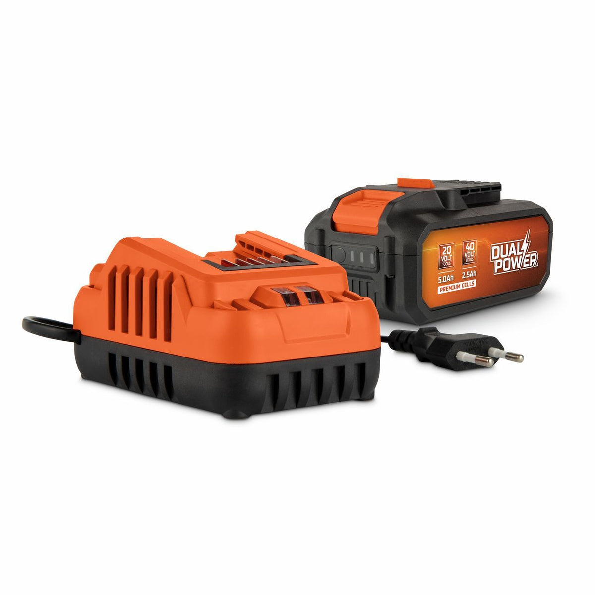 Akku-Kettensäge  Dual Power  POWDPGCSS2  40-V-Akku-Astschere  350-mm-Führungsschiene  Akku und 