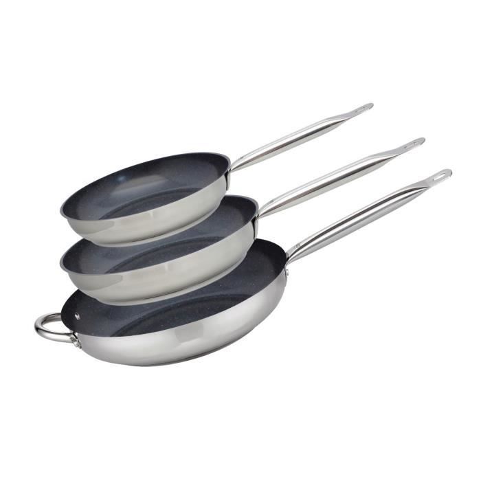 Set mit 3 induktionsgeeigneten Bratpfannen  ELO  Professional  18/10 Edelstahl ELODUR  Ø 2428 u