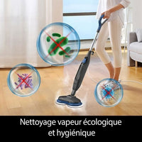 Dampfreiniger-Mopp - EZICLEAN - STEAM WAVE 360 - 1200 W - 24 g/min - 450 ml - Schwarz / Blau