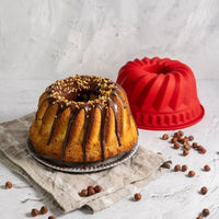 Silikon-Kougelhopf- und Kuchenform  DR oeTKER  Flexxibel Love  Rot
