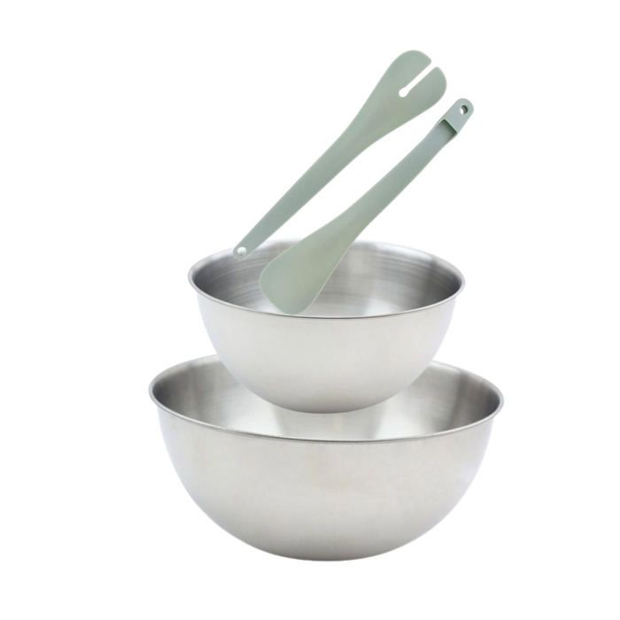 2er-Set Salatschüsseln und Salatbesteck - FACKELMANN - 20,5 und 25 cm