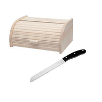 2-teiliges Küchenutensil-Set: Brotkasten und Brotmesser aus Holz  FACKELMANN  Holzbearbeitung