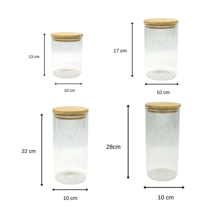 4er Set Vorratsdosen aus Glas - FACKELMANN - Natur - Bambusdeckel