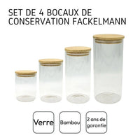 4er Set Vorratsdosen aus Glas - FACKELMANN - Natur - Bambusdeckel