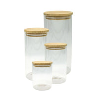 4er Set Vorratsdosen aus Glas - FACKELMANN - Natur - Bambusdeckel