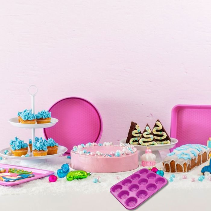 4er-Set Formen - FACKELMANN - Leckere Pâtisserie - 23 bis 38 cm - Fuchsie