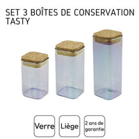 3er-Set Vorratsdosen aus Glas mit Deckel - FACKELMANN - Tasty Green - 280, 330 und 450 ml
