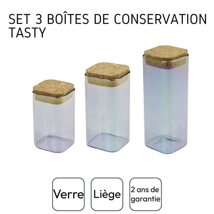 3er-Set Vorratsdosen aus Glas mit Deckel - FACKELMANN - Tasty Green - 280, 330 und 450 ml