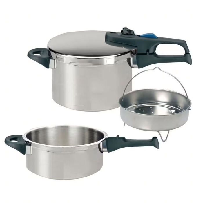 Dampfdruckkochtopf - FACKELMANN - Elo Praktika Plus XL - Edelstahl 18/10 - 22 cm - 3 bis 6 Liter