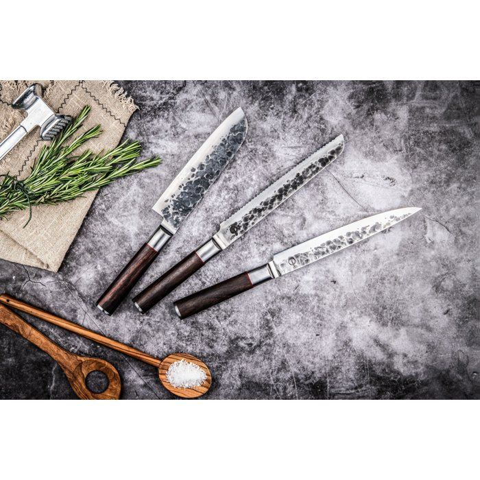 Brotmesser  GESCHMIEDET  SEBRA  Japanischer 440C-Stahl  Griff aus Dalbergia-Holz  L 20,5 cm