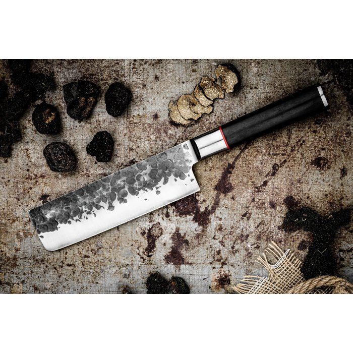 Hackmesser  GESCHMIEDET  SEBRA  Japanischer 440C-Stahl  Griff aus Dalbergia-Holz  L 17,5 cm
