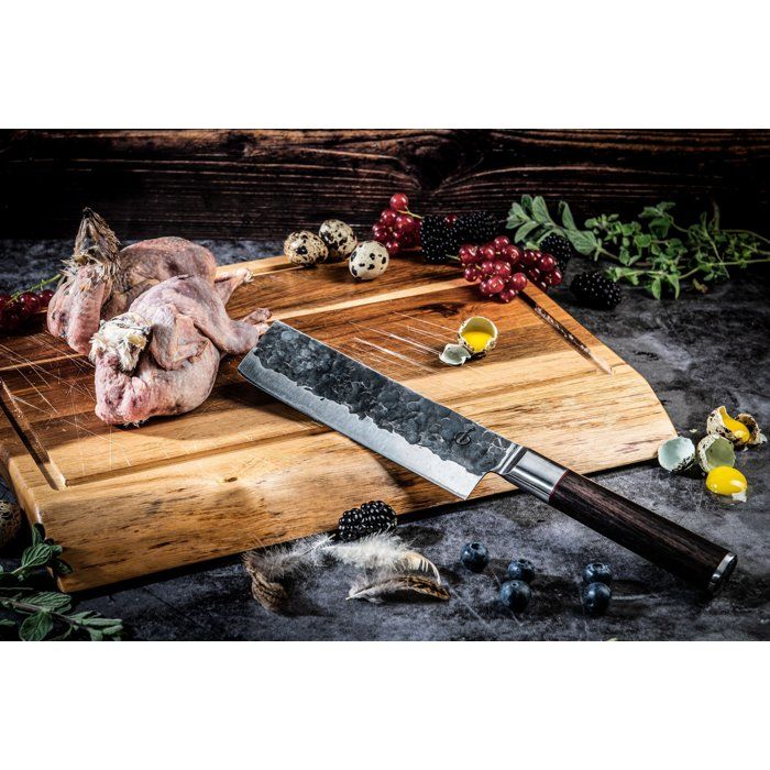 Hackmesser  GESCHMIEDET  SEBRA  Japanischer 440C-Stahl  Griff aus Dalbergia-Holz  L 17,5 cm
